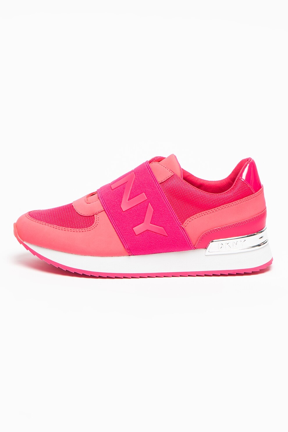 DKNY, Pantofi sport slip-on Marli, Roz/Alb/Argintiu