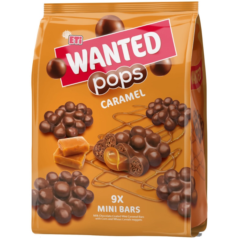 Mini batoane cu caramel Wanted Pops, 126g