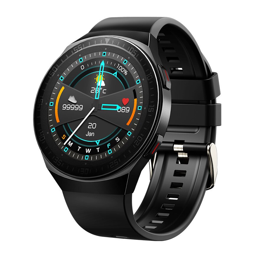 Ceas SmartWatch DacEnergy©, ecran de 1.28 inch, monitorizare ritm cardic, tensiune arteriala, somn, pedometru, sedentary reminder, alarma, calorii arse, moduri sportive, impermeabil IP67, negru