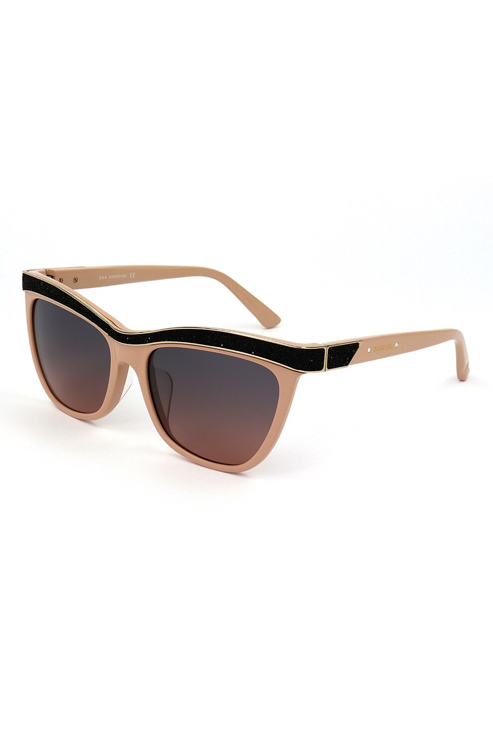 Swarovski, Ochelari de soare cat-eye cu lentile in degrade, Roz piersica/Negru