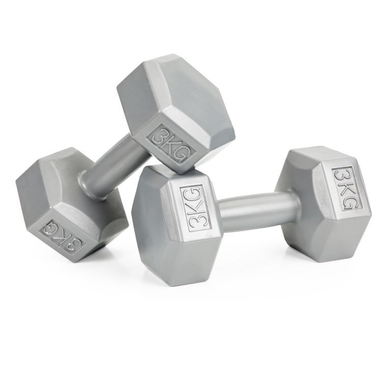 Set 2 greutati fitness x 3 kg, 11 x 23,5 cm, gri, forma hexagonala