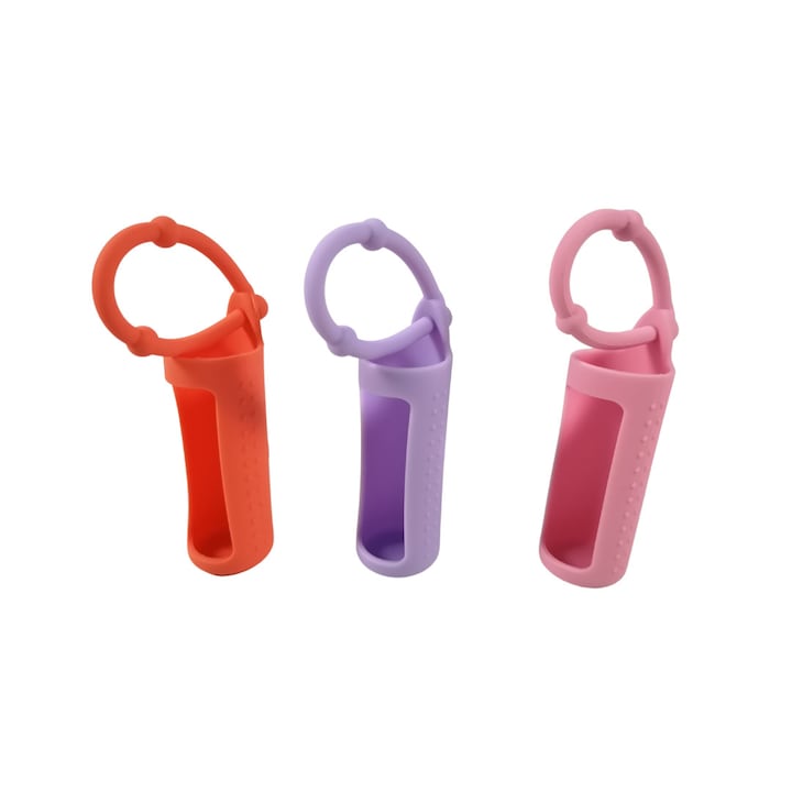 Set 3 bucati Protectii colorate din silicon pentru sticlute 10 ml roz/lila/orange