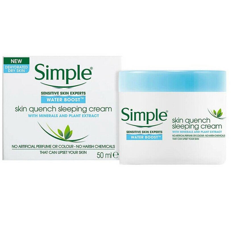 Crema de noapte pentru ten sensibil, uscat, deshidratat Simple Skin Quench, cu minerale si extracte din plante, 50 ml