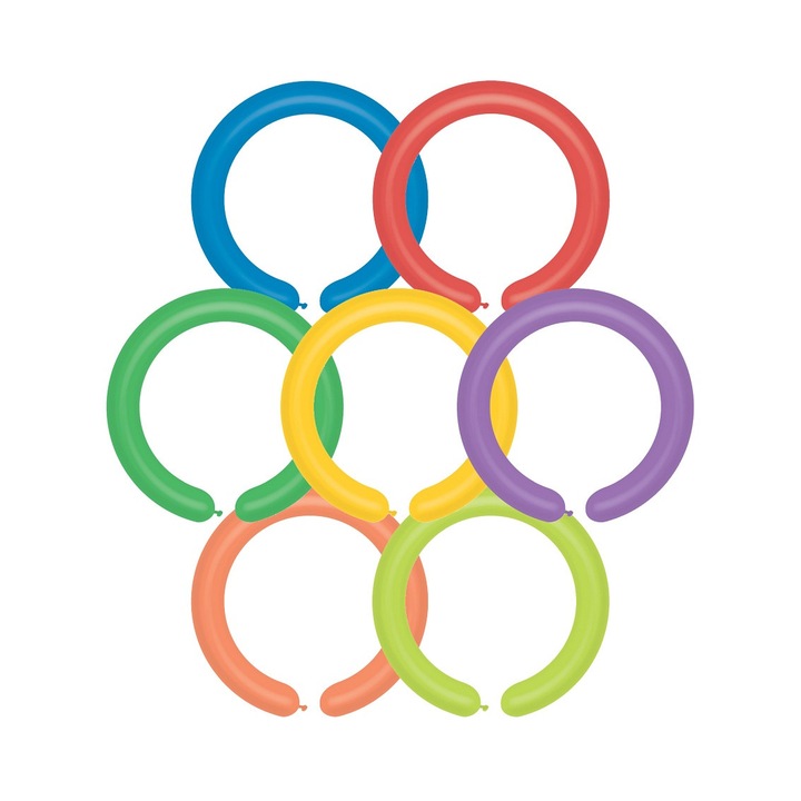 Комплект от 100 смесени моделиращи балона, многоцветни, 140 см