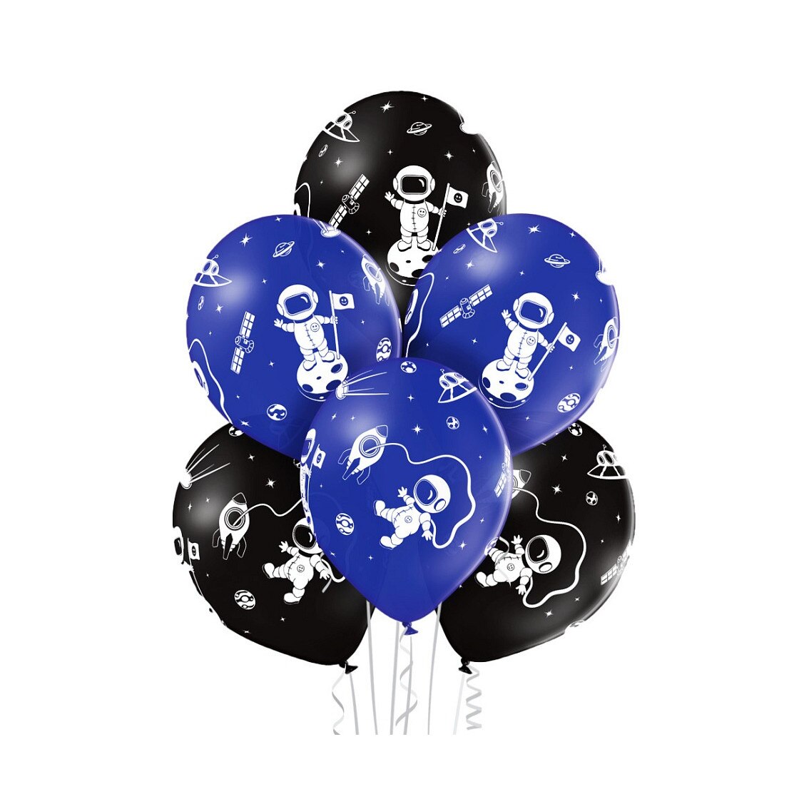 Set 6 Baloane Latex Astronaut, Multicolor, 30 cm