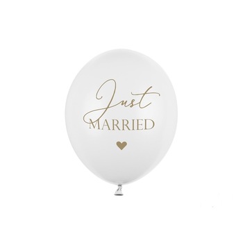Set 6 Baloane Latex Just Married, Alb, 30 cm Set 6 Baloane Latex Just Married, Alb, 30 cm
