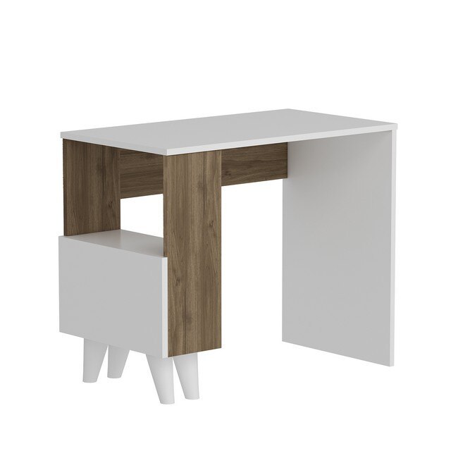 Birou cu raft Homemania, Paris, 90 x 50 x 75 cm, Lemn, Alb/Maro