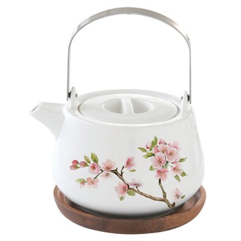 Ceainic din portelan cu infuzor si suport 750 ml  Ceainic din portelan cu infuzor si suport 750 ml