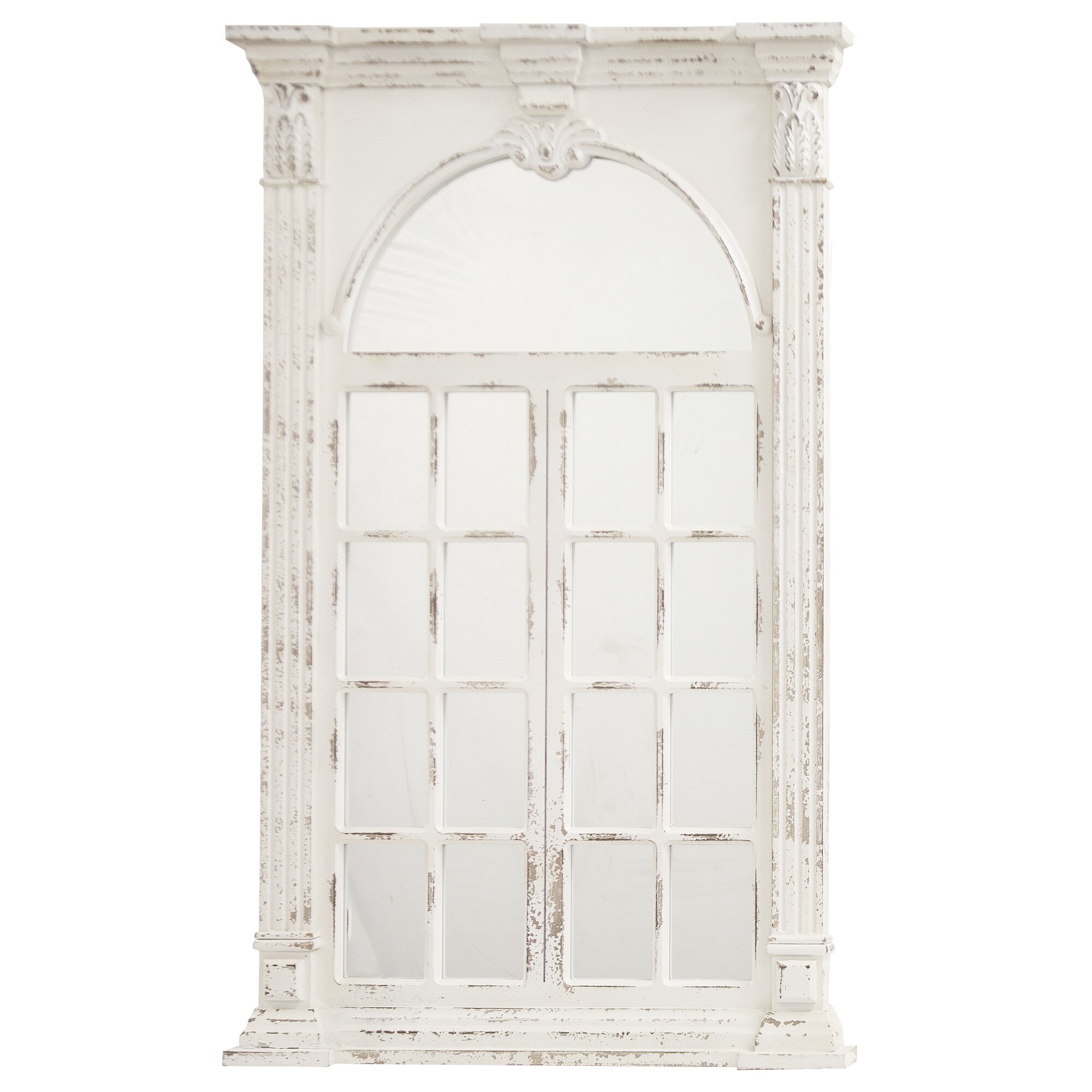 Oglinda de perete decorativa, crem antichizat, 132x83x7,5 cm