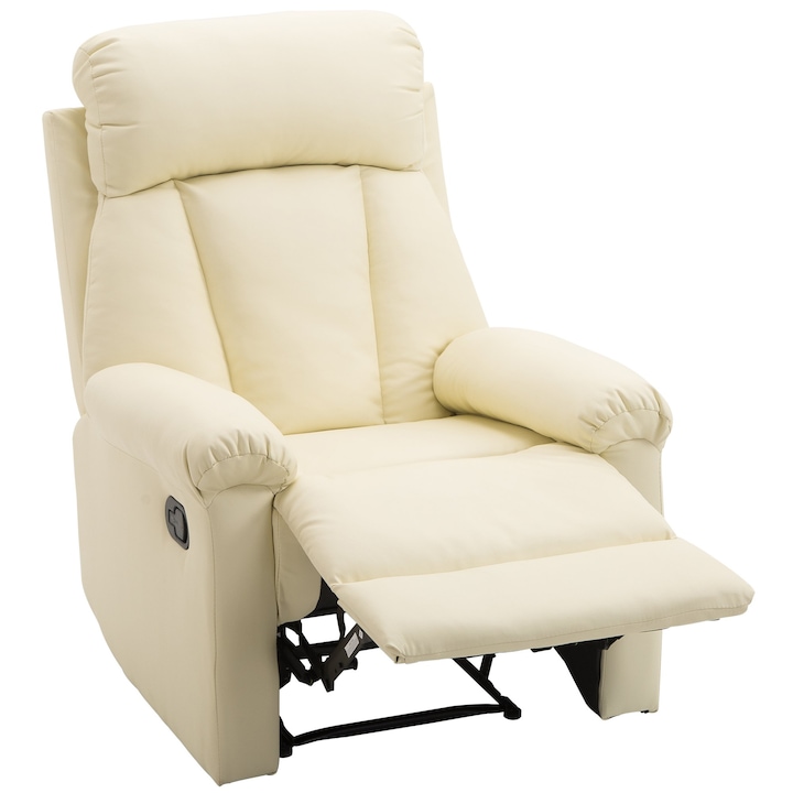 Homcom ergonomikus fotel, lábtartó, öko bőr, 80 × 97 × 107 cm, krém