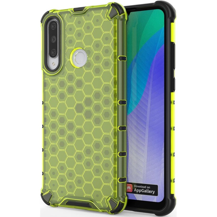 Калъф за телефон Honeycomb Case Armor TPU Bumper за Huawei Y6p, зелен