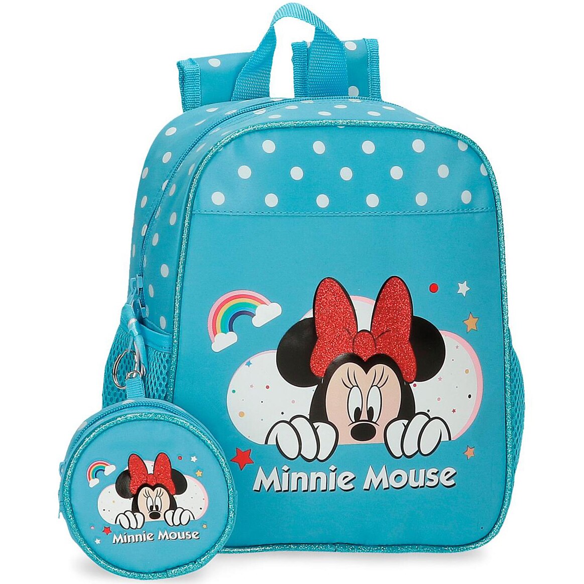 Ghiozdan gradinita Disney Minnie Rainbow,23x 25x10 cm, bleu