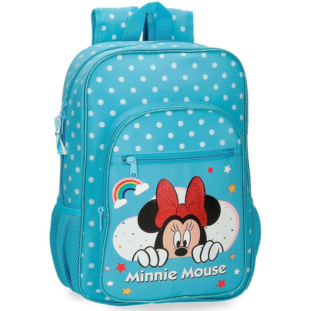 Ghiozdan scoala Disney Minnie Rainbow, 29x38x12 cm, bleu