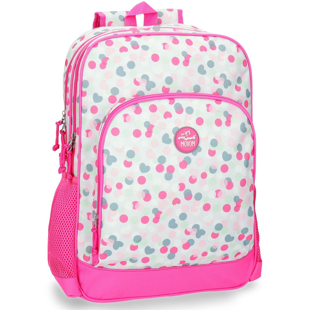 Rucsac scoala Movom Confeti, 2 compartimente, 32x45x17 cm, fuchsia