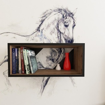 Raft de perete Homemania, 64 x 21 x 28 cm, Lemn, Maro/Negru Raft de perete Homemania, 64 x 21 x 28 cm, Lemn, Maro/Negru