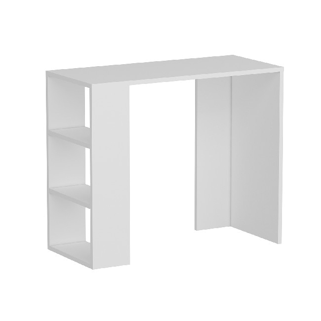 Birou cu rafturi Homemania, Nano, 90 x 40 x 75 cm, Lemn, Alb