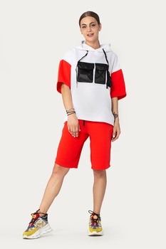 Antonia M, Pantaloni scurti trei sferturi cu talie elastica, Rosu vermilion Antonia M, Pantaloni scurti trei sferturi cu talie elastica, Rosu vermilion