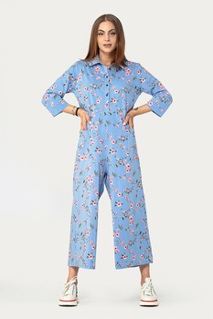 Antonia M, Salopeta cu croiala ampla si model, Albastru/Alb/Roz Antonia M, Salopeta cu croiala ampla si model, Albastru/Alb/Roz