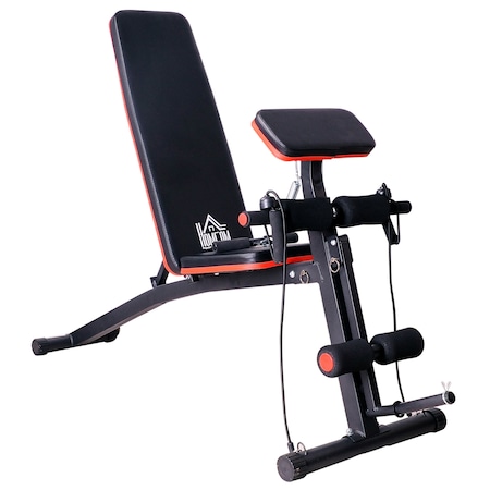 Banca de fitness multifunctionala Homcom, Spatar reglabil, 54 x 160 x 106 cm, Otel, Negru