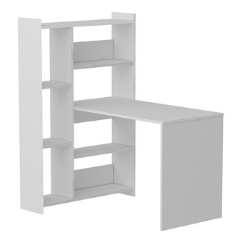 Birou cu biblioteca Homemania, Ozmo, 118.7 x 91.4 x 140 cm, Lemn, Alb Birou cu biblioteca Homemania, Ozmo, 118.7 x 91.4 x 140 cm, Lemn, Alb