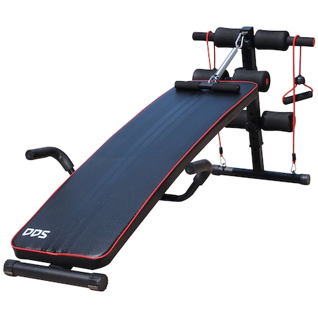 Banca multifunctionala pentru abdomene Homcom, Reglabila, 56.5 x 135 cm, Rosu/Negru