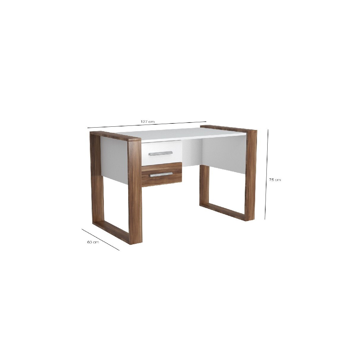 Birou Homemania, Farley, 110 x 60 x 75 cm, Lemn, Alb/Maro