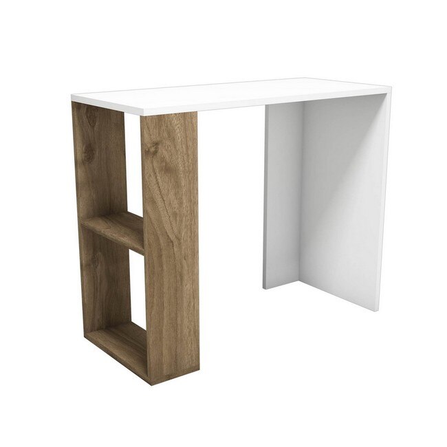Birou cu rafturi Homemania, Nano, 90 x 40 x 75 cm, Lemn, Alb/Maro