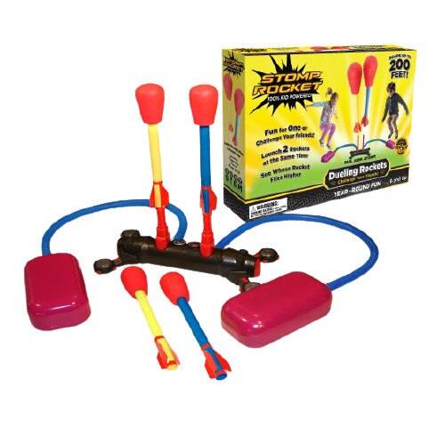 Set lansator si racheta, Stomp Rocket® Dueling, 4 rachete, multicolor, +6 ani
