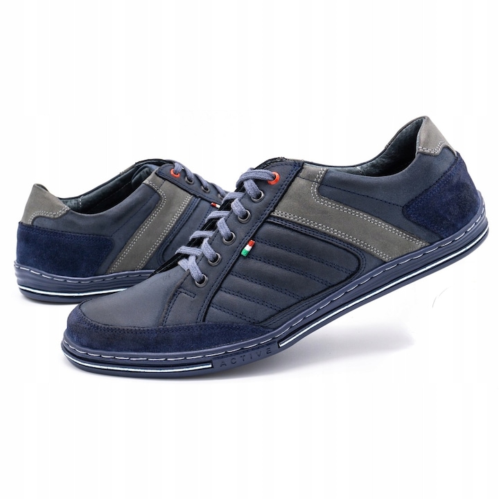 Pantofi casual 236GT, Olivier, Piele naturala, Albastru inchis, Albastru inchis