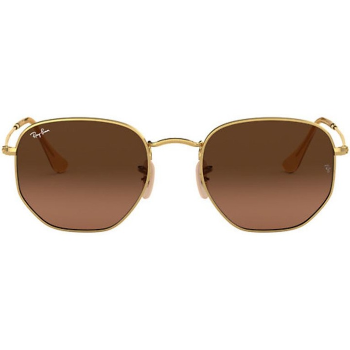 Ochelari de soare unisex Ray-Ban RB3548N 912443, HEXAGONAL, Auriu, 51 mm