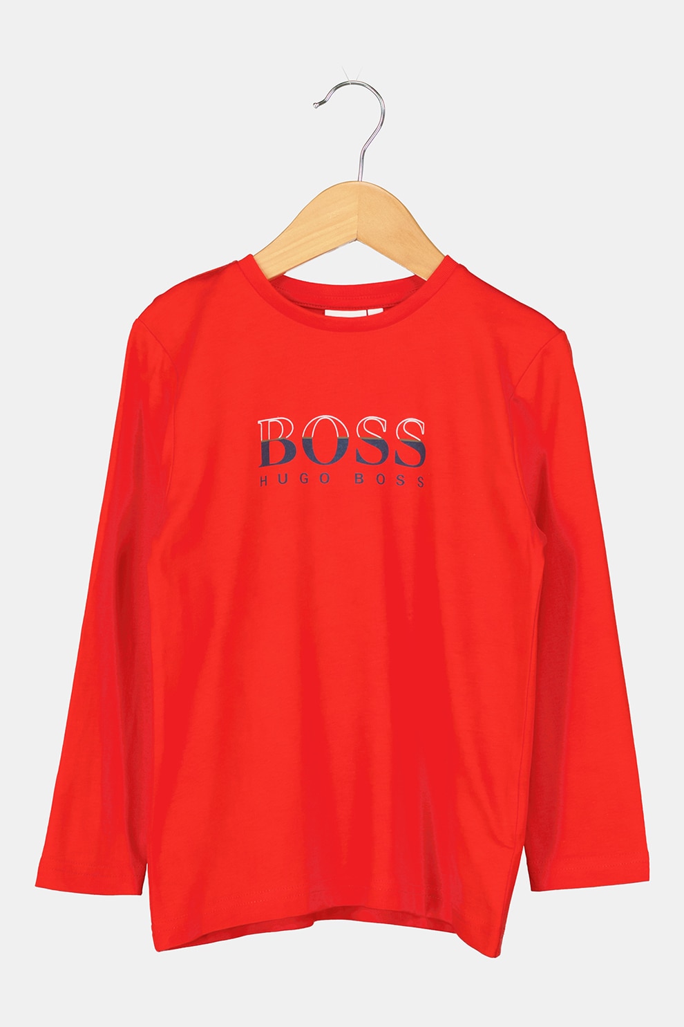 BOSS, Bluza de jerseu cu logo contrastant, Rosu/Negru