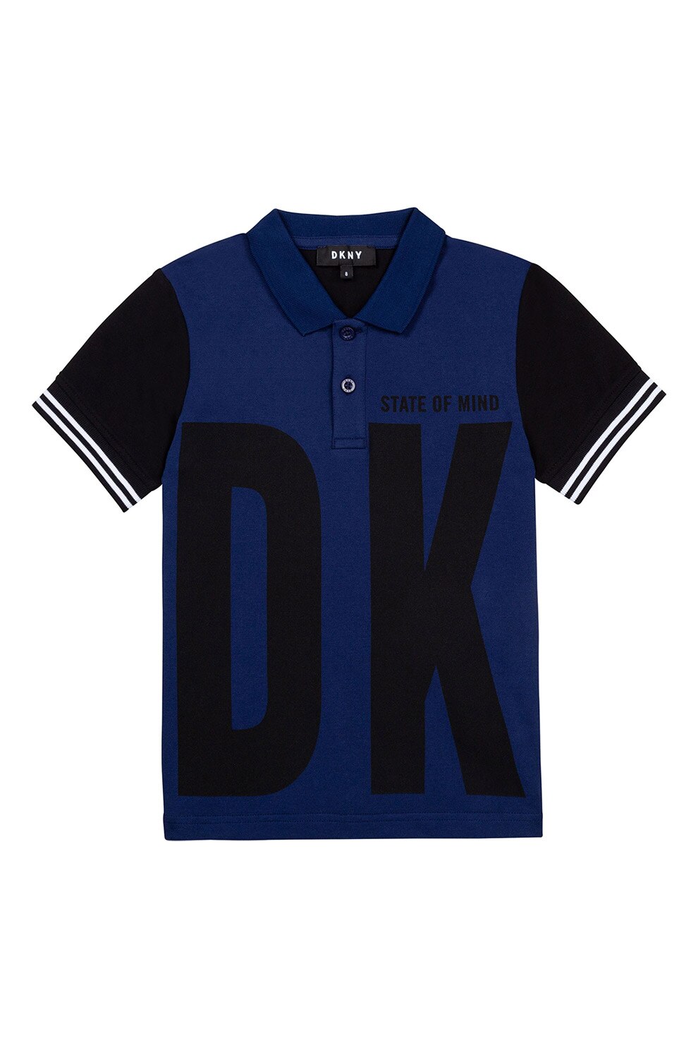 DKNY, Tricou polo cu imprimeu logo supradimensionat, Bleumarin/Negru/Alb
