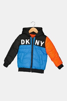 DKNY, Geaca reversibila cu gluga, Oranj mandarina/Albastru royal/Negru, 162 CM DKNY, Geaca reversibila cu gluga, Oranj mandarina/Albastru royal/Negru, 162 CM