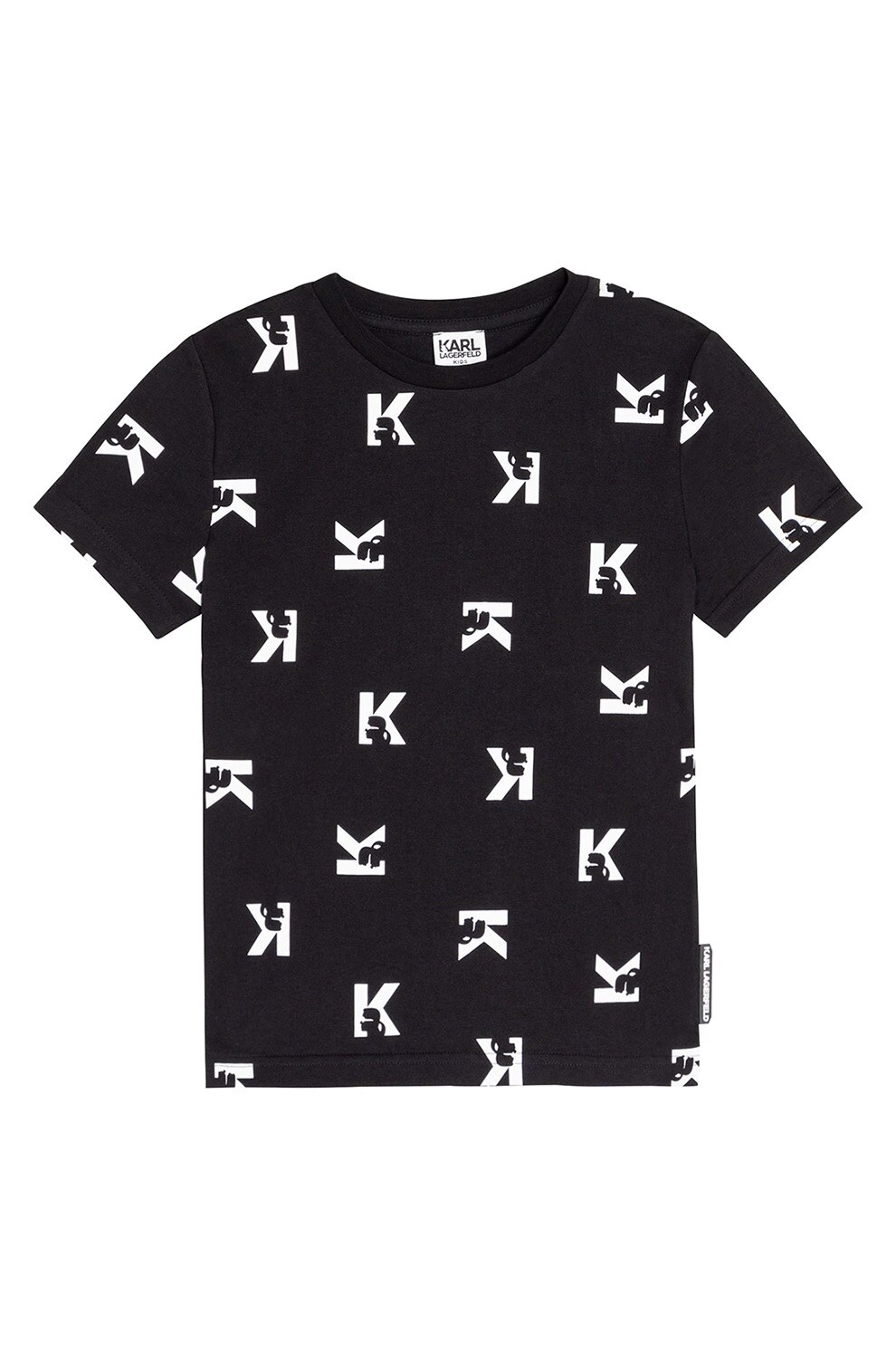 Karl Lagerfeld, Tricou cu decolteu la baza gatului din bumbac, Negru/Alb