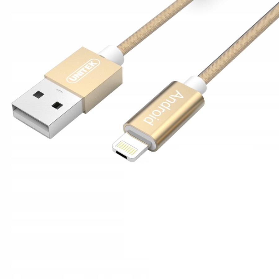 Cablu 2 in 1 micro USB lightning QC, Auriu, 1.5 m