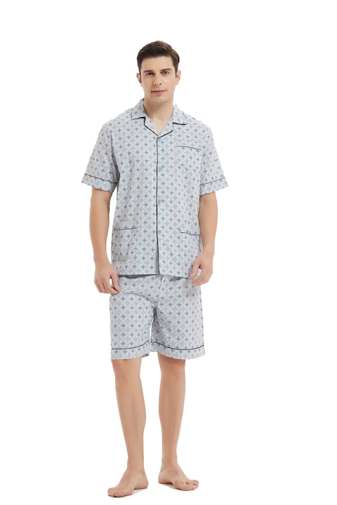 Pijama Barbati Clasica Global SCURTA, Gri deschis