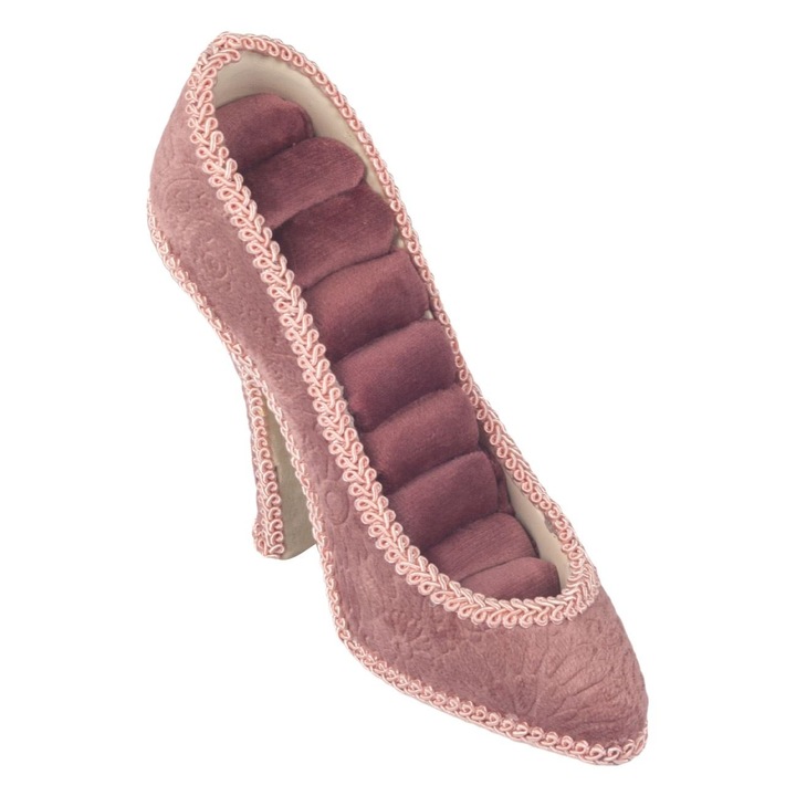 OEM ékszerrendező, cipő formájú, 17 x 12 cm, rózsaszín