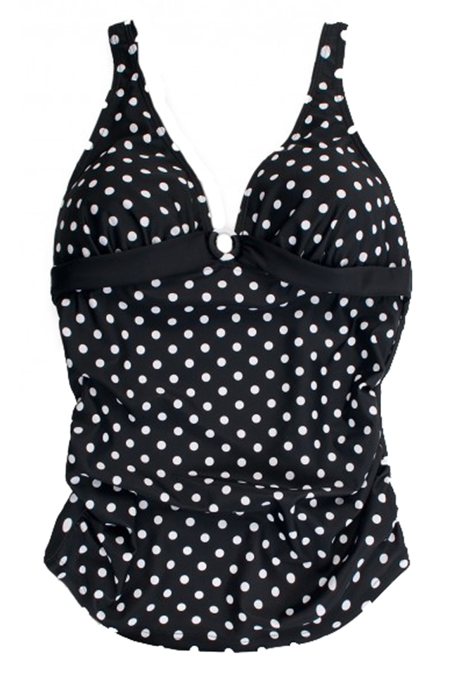 Top de baie gravide Petit Amour, negru, S, cu buline