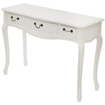 Consola cu 3 sertare, lemn/MDF, alba, 79x109x39 cm Consola cu 3 sertare, lemn/MDF, alba, 79x109x39 cm
