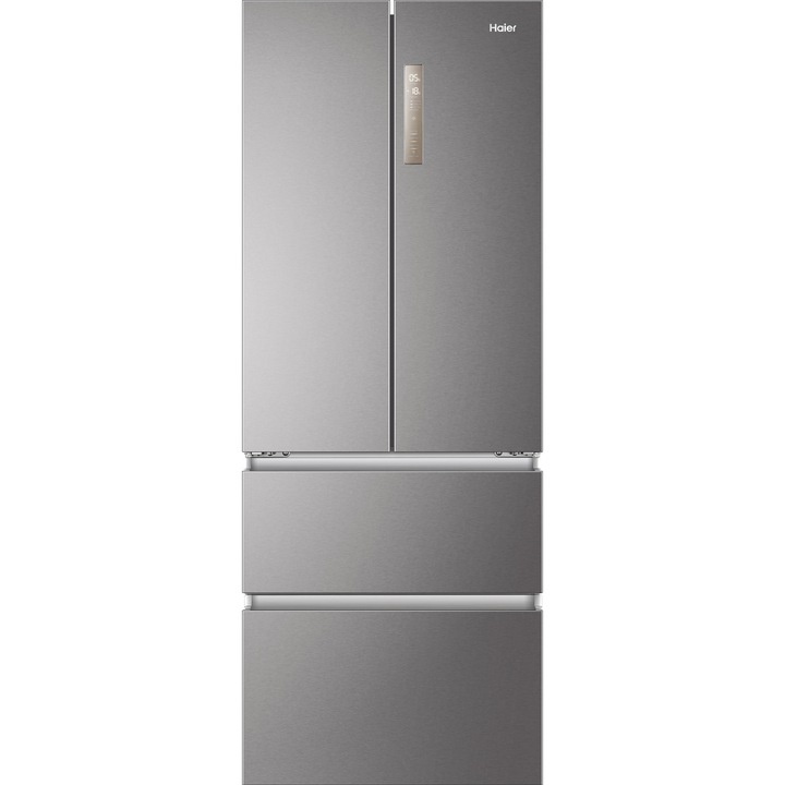Frigider Side by side Haier HB17FPAAA, French Door, 446 l, Total No Frost, Motor Inverter, My Zone, Display LED, Super Cooling, Super Freezing, Clasa E, H 190 cm, Inox