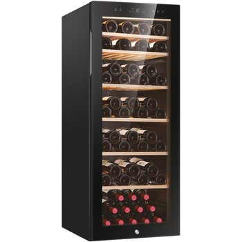 Racitor de vinuri Haier HWS84GA, 84 sticle, Usa reversibila, Clasa G, H 127 cm, Negru Racitor de vinuri Haier HWS84GA, 84 sticle, Usa reversibila, Clasa G, H 127 cm, Negru