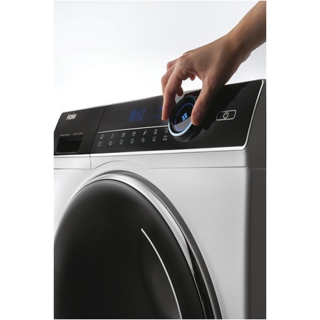 Masina de spalat rufe Haier HW100-B14979-S, 10 kg, 1400 rpm, Clasa A, Motor Direct Motion, iRefresh, ABT, Steam, Dual spray, Pillow Drum, display Led cu Touch control, iTime, Smart Detecting, alba - usa neagra