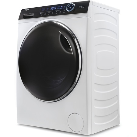 Masina de spalat rufe Haier HW100-B14979-S, 10 kg, 1400 rpm, Clasa A, Motor Direct Motion, iRefresh, ABT, Steam, Dual spray, Pillow Drum, display Led cu Touch control, iTime, Smart Detecting, alba - usa neagra