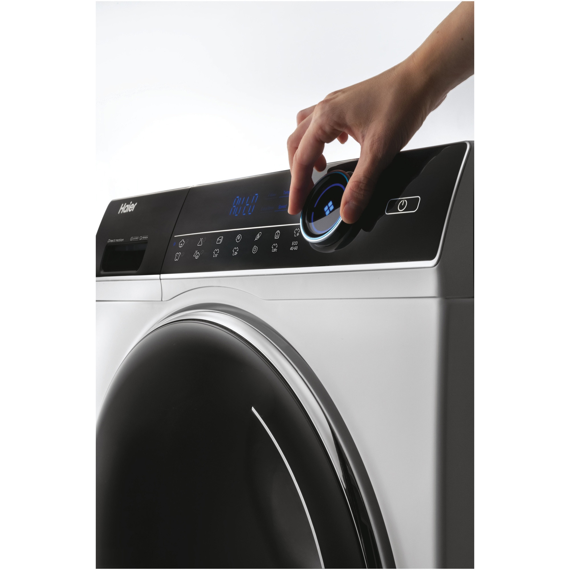 Masina de spalat rufe Haier HW80-B14979-S, 8 kg, 1400 rpm, Clasa A, Motor Direct Motion, Refresh, ABT, Steam, Dual Spray, Pillow Drum, iTime, Smart Detecting, Alb