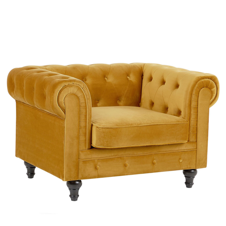 CHESTERFIELD Mustársárga Bársony Fotel