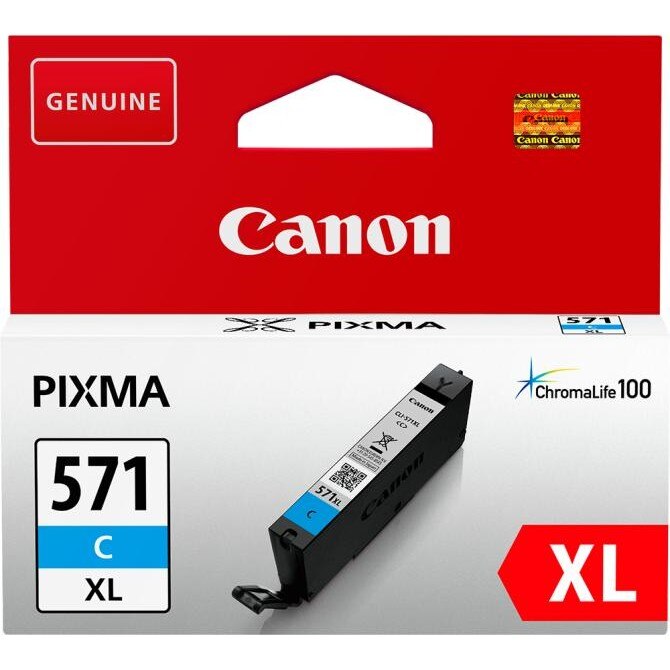 Cartus cerneala Canon Cyan capacitate mare CLI-571XLC pentru Pixma MG5750 / Pixma MG5751 / Pixma MG7751 / Pixma MG7752 / Pixma MG7753, 11ml OEM BS0332C001AA