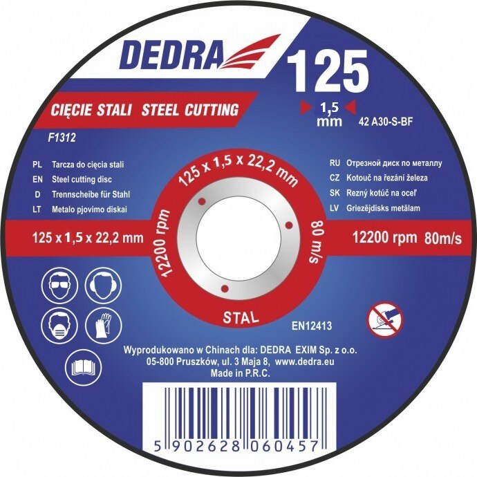 Set 10 discuri pentru taierea otelului, 125 mm x 1,5 mm x 22,2 mm