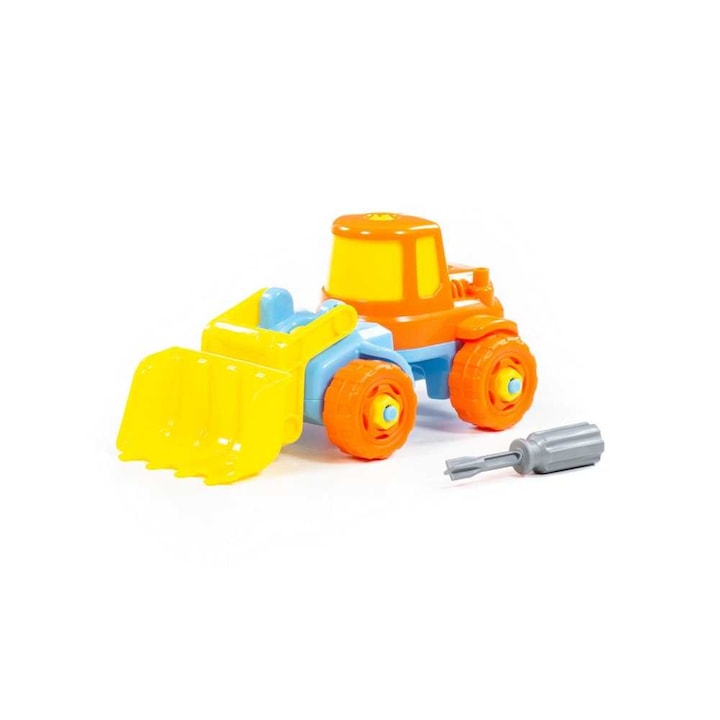 Szerelhető traktor-kotrógép, narancssárga/sárga/kék, Polesie