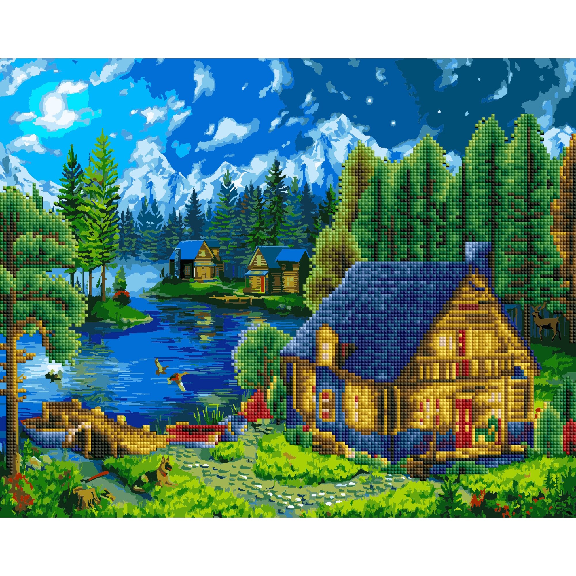 Pictura pe numere Mix combinata cu Mozaic cu diamante , 40X50 cm ACK029