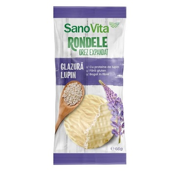 Rondele din Orez cu Glazura de Lupin Sano Vita, 66g Rondele din Orez cu Glazura de Lupin Sano Vita, 66g